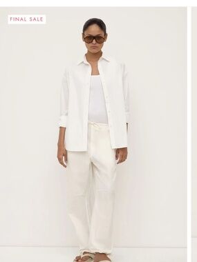 Assembly Label White / Cream Poplin 100% Cotton Drawstring Jogger Pants
